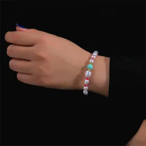 Howlite & Turquoise Beaded Station Bracelet