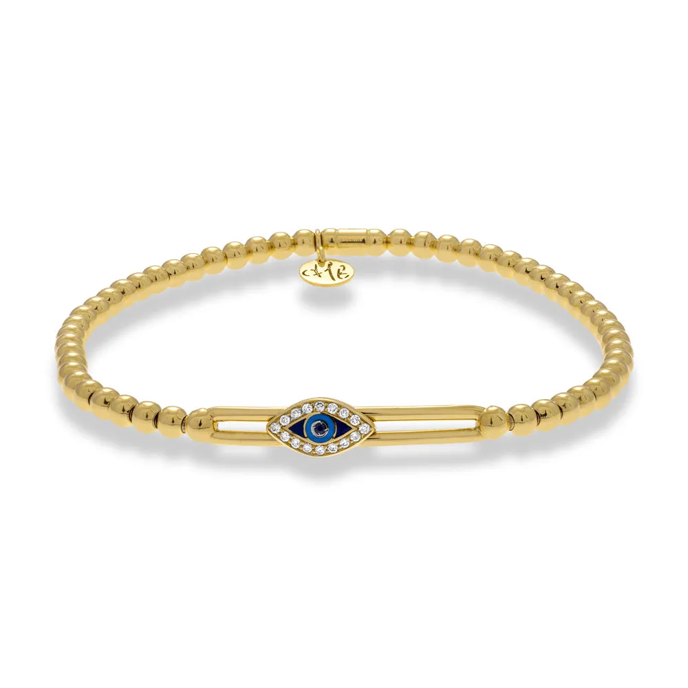 Hulchi Belluni Sapphire and Diamond Evil Eye Stretchy Bracelet