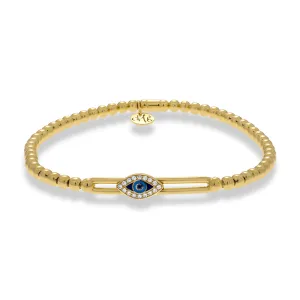 Hulchi Belluni Sapphire and Diamond Evil Eye Stretchy Bracelet