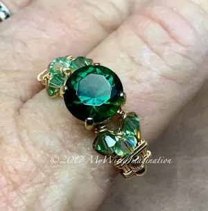 Hydrothermal Green Quartz Handmade Ring in 14K GF Size 10.5