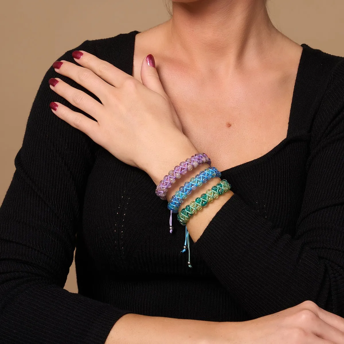 Indigo Glacier | Indigo x Arctic Blue | Double Firefly Glass Bracelet