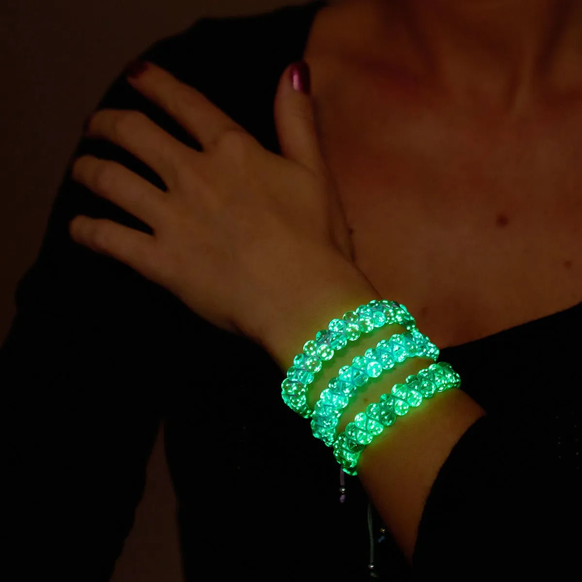 Indigo Glacier | Indigo x Arctic Blue | Double Firefly Glass Bracelet