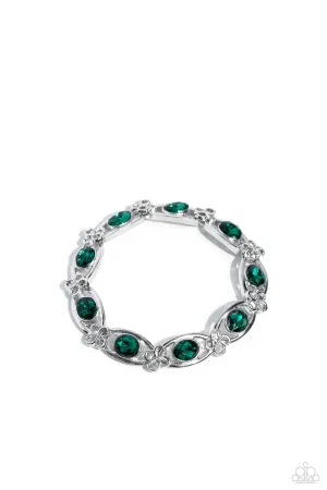 Infinite Impression - Green - Oval Gem Infinity Sign Paparazzi Stretchy Bracelet