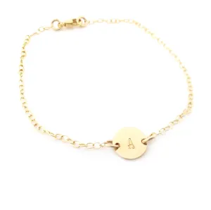 Initial Bracelet - 14k Gold Filled Monogram Bracelet - Single Initial Bracelet - Dainty Gold Chain Bracelet - Gift for Her - Personalized