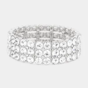 ISIS– clear 3 row rhinestone stretch bracelet