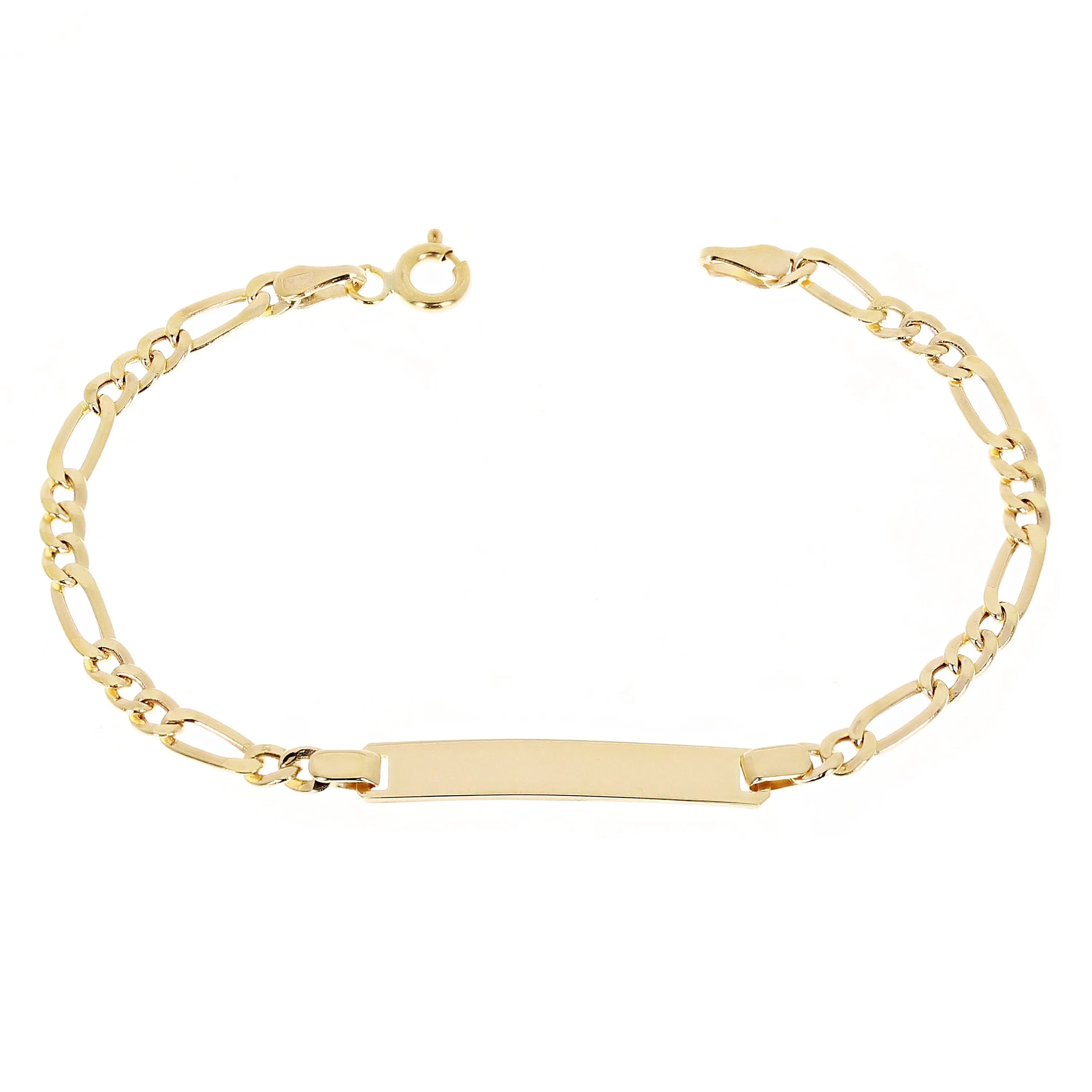 Italian 14k Yellow Gold Figaro ID Kids Bracelet Engravable 5.75" 4mm 2 grams