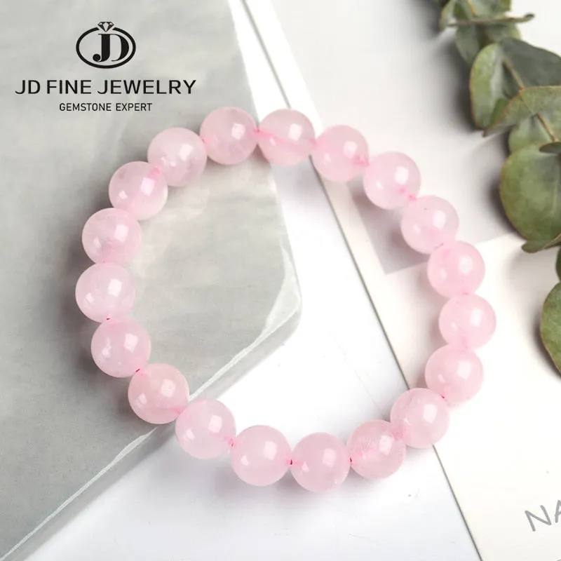 JD Natural Smooth Rose Quartz Women Bracelets