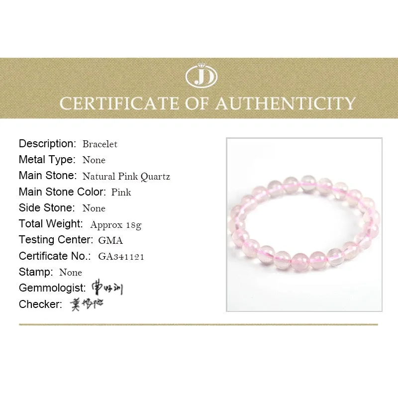 JD Natural Smooth Rose Quartz Women Bracelets