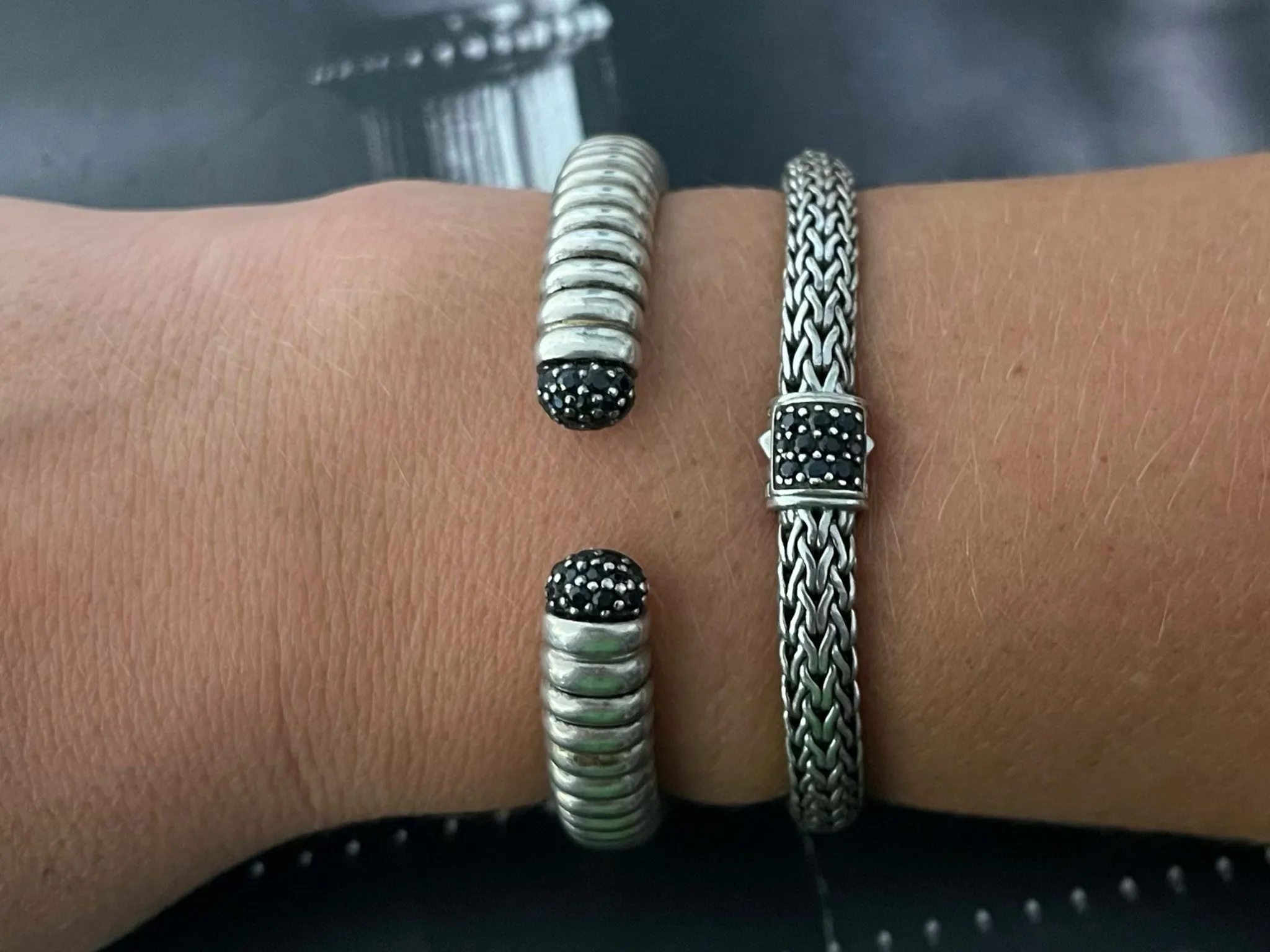 John Hardy Classic Chain Bracelet with Black Sapphire in Sterling Silver