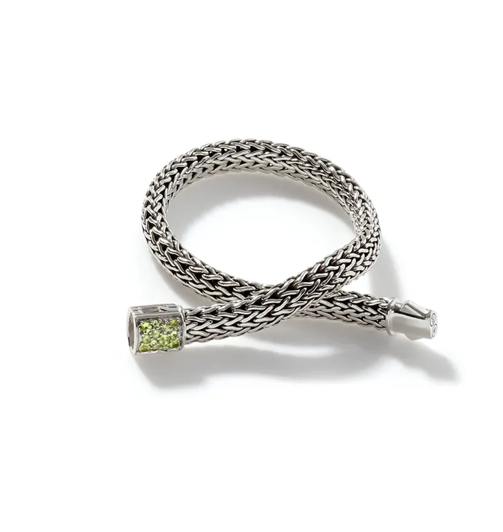 John Hardy Classic Chain Reversible Bracelet in Black Sapphire and Peridot