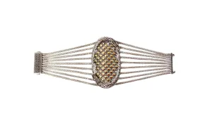 John Hardy Dragon Motif Pendant 18k Gold & Sterling Silver 9-Strand Bracelet