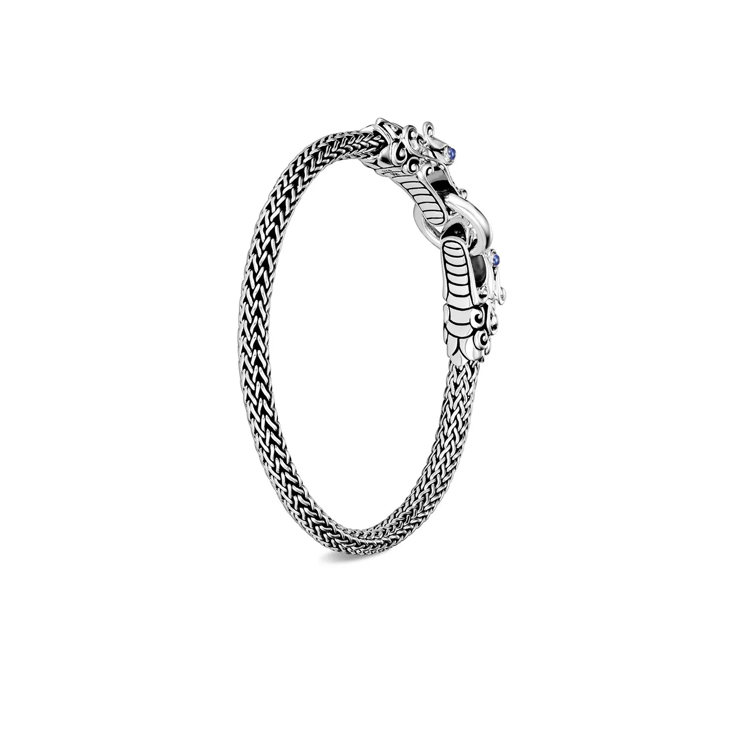 John Hardy Legends Naga Double Dragon Head Station Bracelet with Black Sapphire