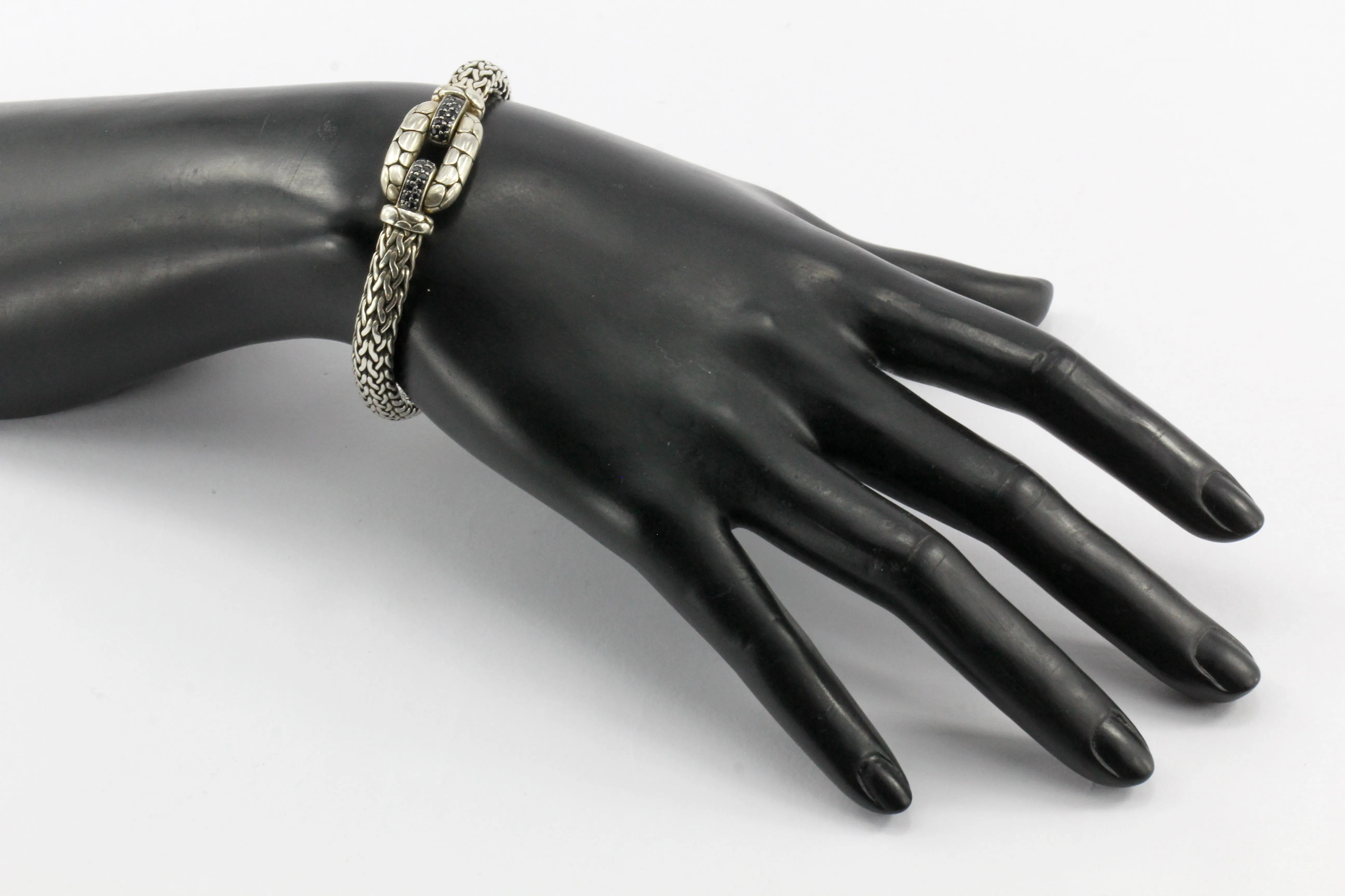 John Hardy Sterling Silver Classic Chain Kali Clasp Black Sapphire Bracelet