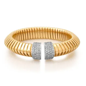 Juicy Fluted Tubogas Gold & Diamond Cuff Bracelet