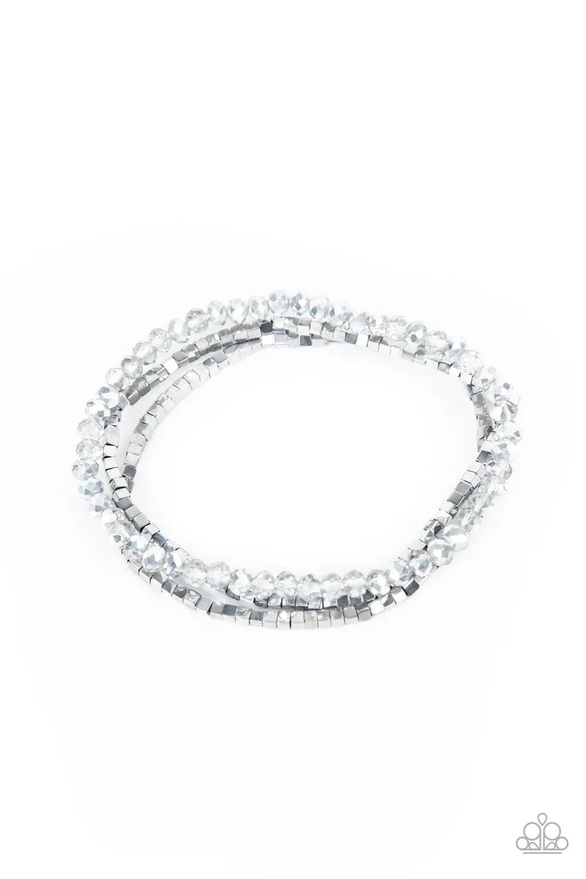 Just a Spritz - Silver - Smoky Crystal Paparazzi Stretchy Bracelet
