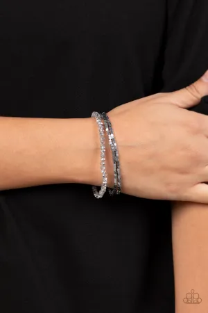 Just a Spritz - Silver - Smoky Crystal Paparazzi Stretchy Bracelet