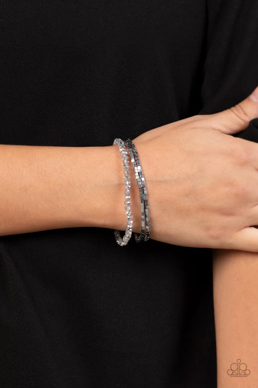 Just a Spritz - Silver - Smoky Crystal Paparazzi Stretchy Bracelet