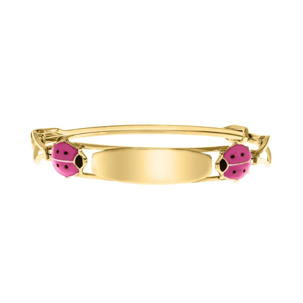 Kiddie Kraft 14K Yellow Gold Filled Pink Ladybug Adjustable ID Bracelet