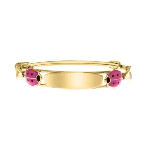 Kiddie Kraft 14K Yellow Gold Filled Pink Ladybug Adjustable ID Bracelet