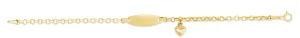 Kids 14K Gold Children's Dangling Heart ID Bracelet