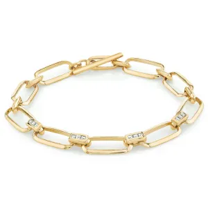Knife Edge Flat Link Bracelet with Carre Bridges