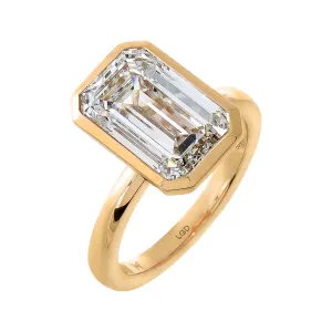 Lab Grown Diamond Emerald Bezel Engagement Ring 14K