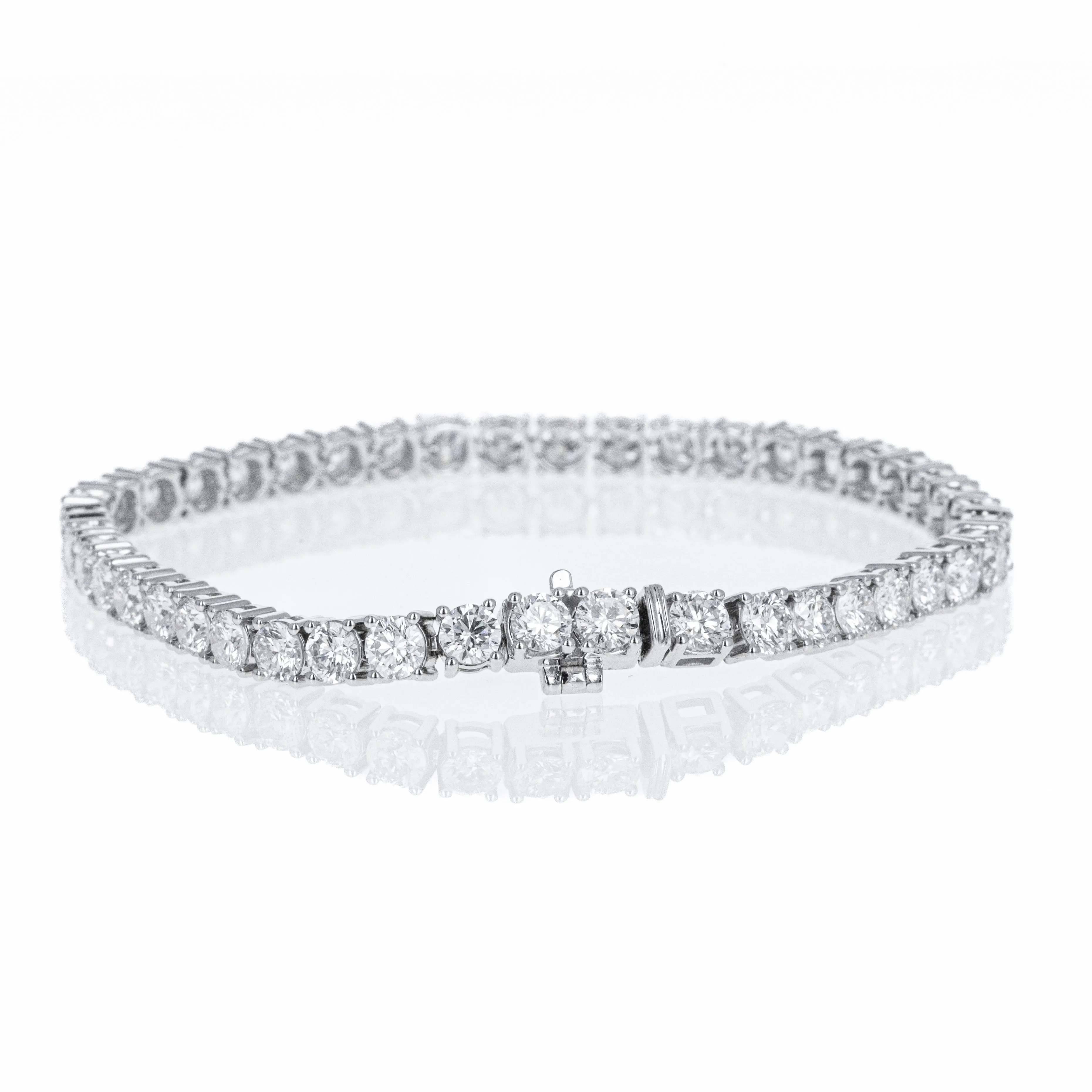 Lab Grown Platinum 10.89 Carat Round Diamond Tennis Bracelet