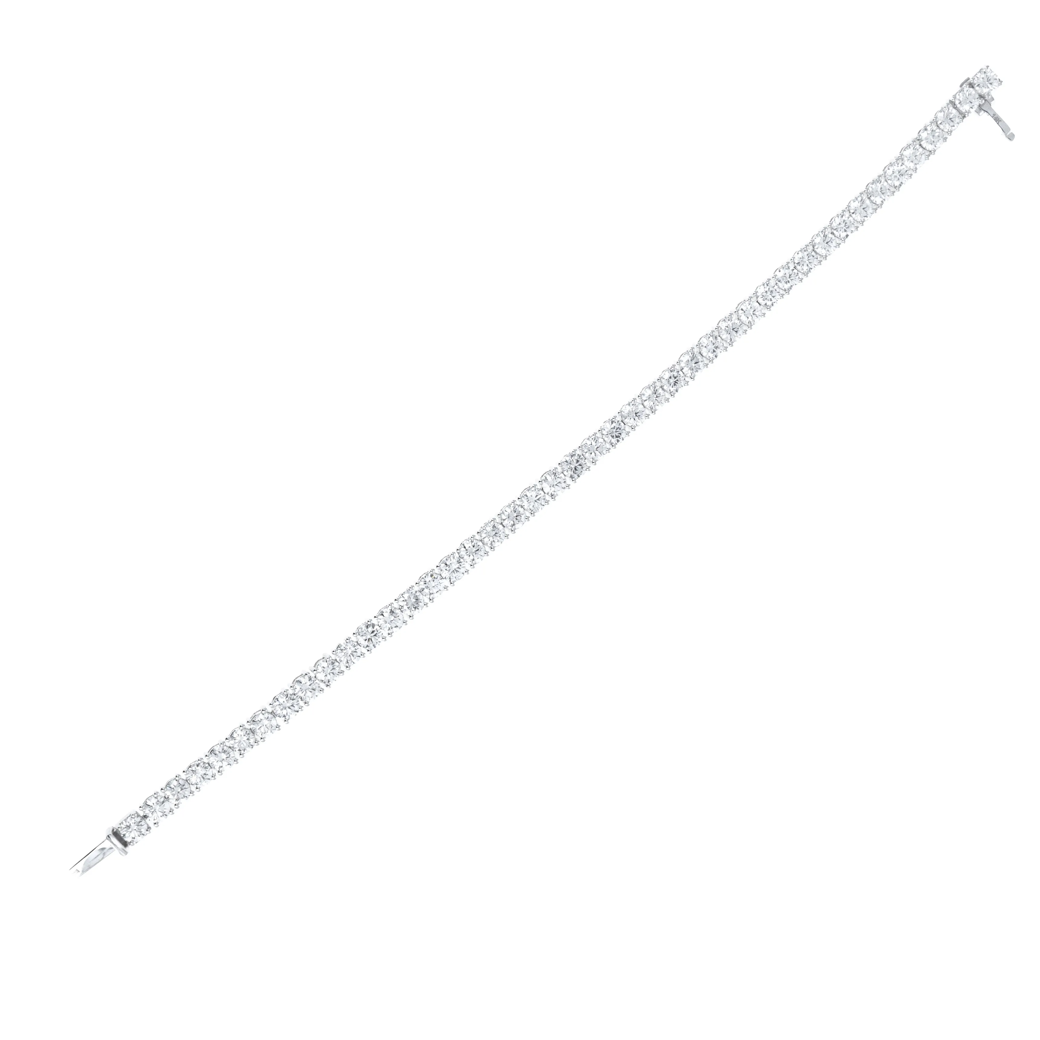 Lab Grown Platinum 10.89 Carat Round Diamond Tennis Bracelet