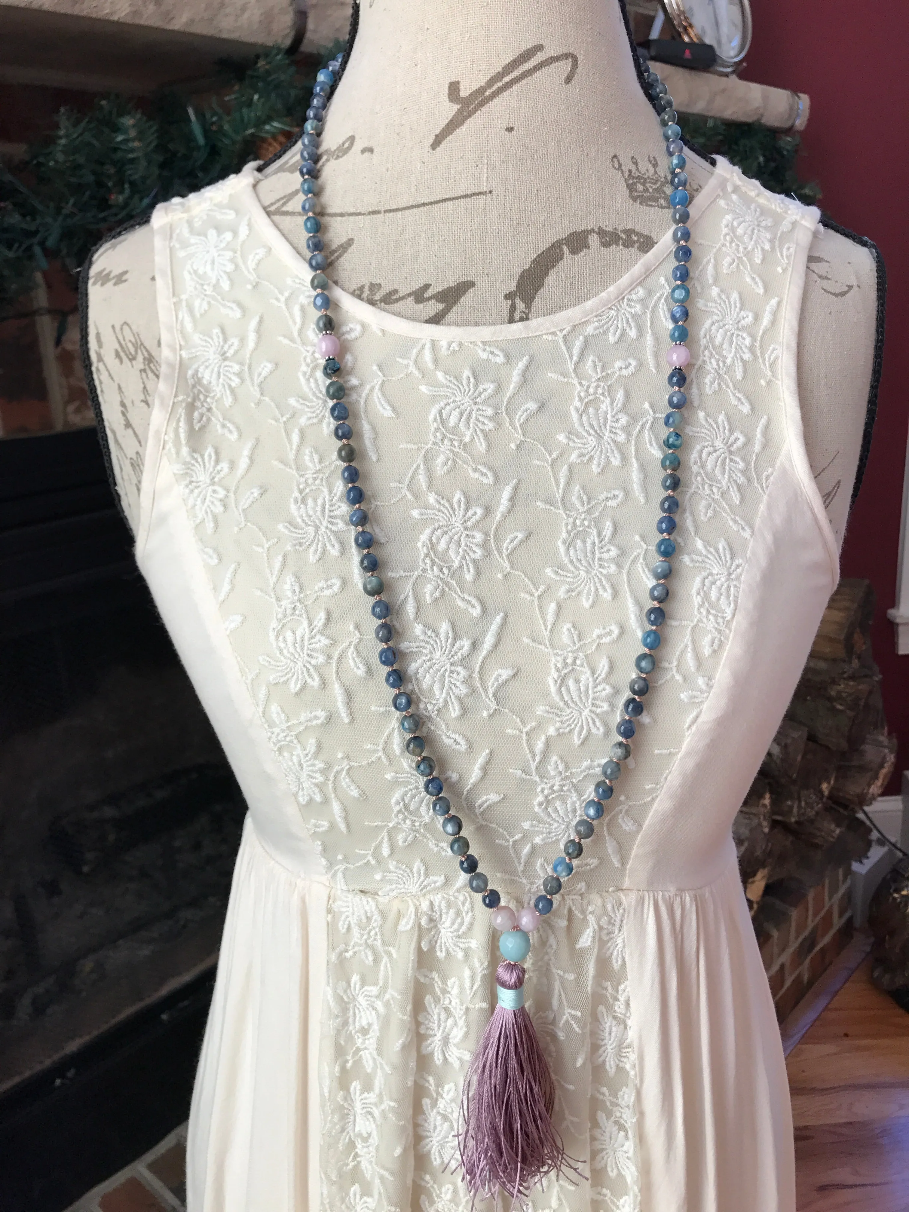 Labradorite and Moonstone Mala Necklace