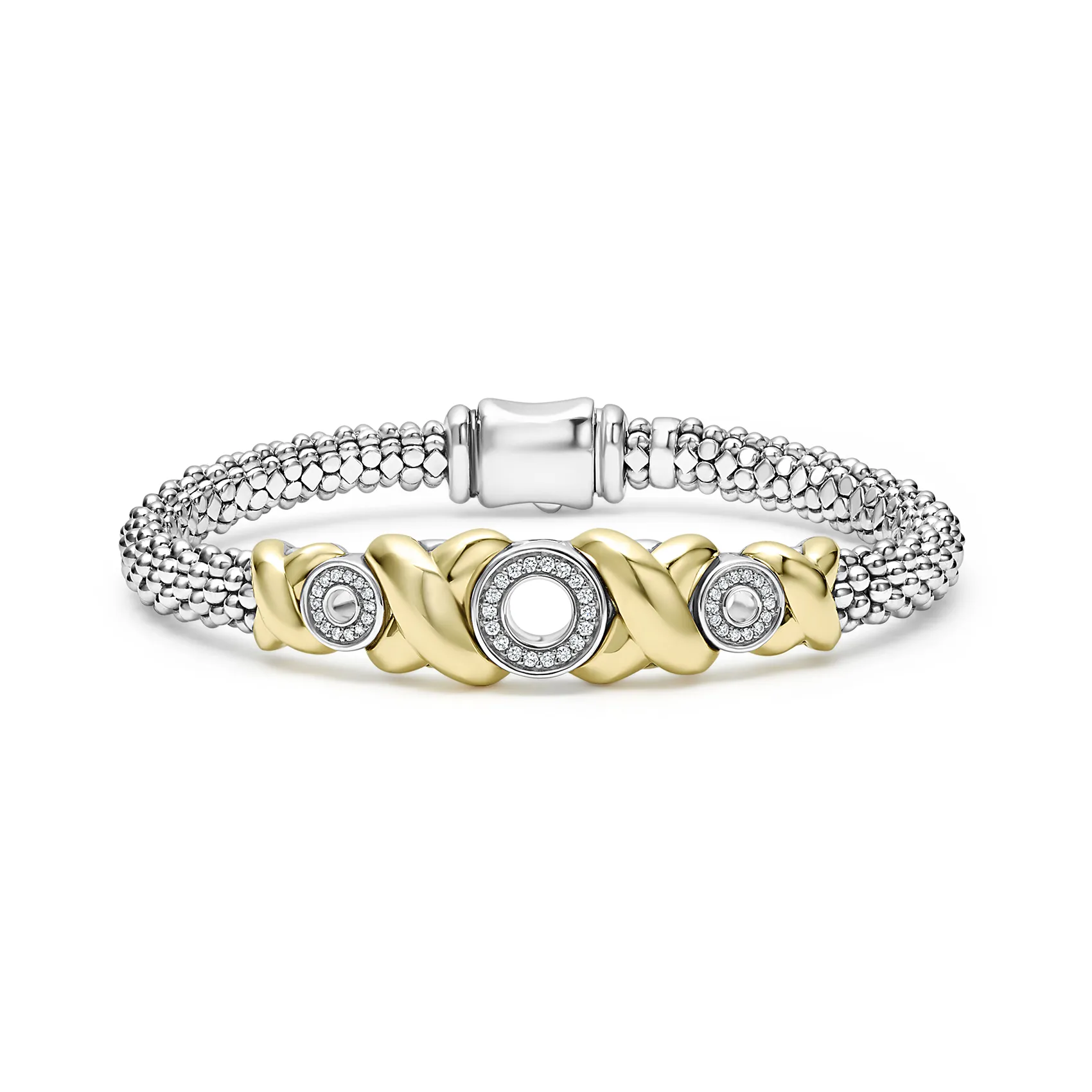 LAGOS Embrace 18K Gold X Diamond Bracelet, 6mm