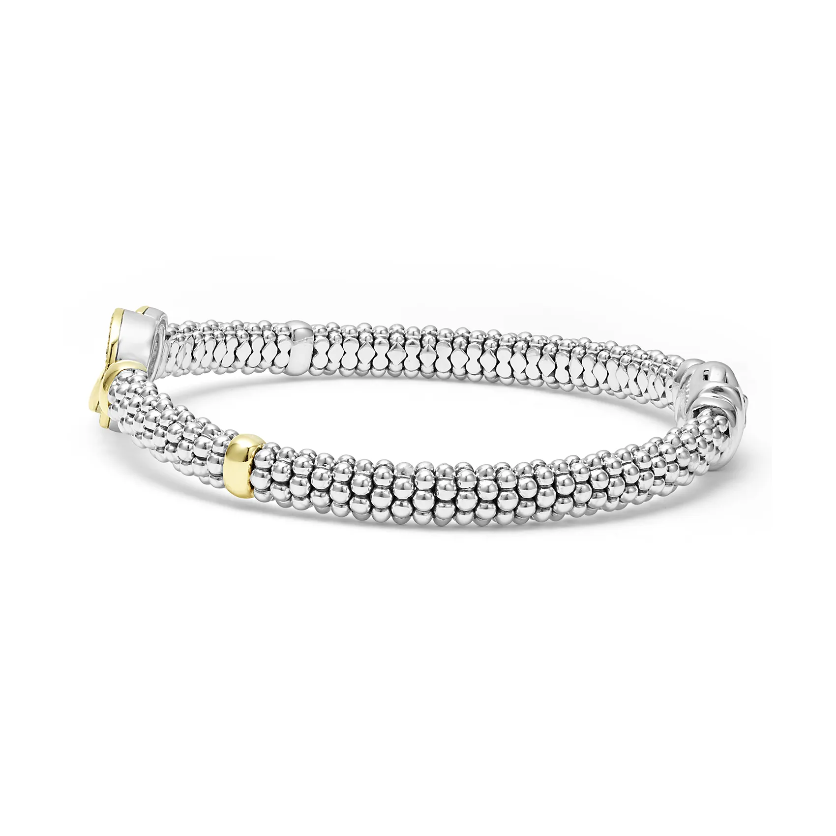 LAGOS Signature Caviar Two-Tone Interlocking Diamond Caviar Bracelet, 6mm