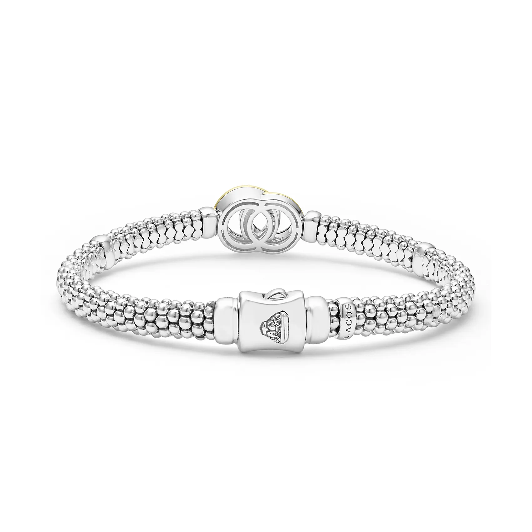 LAGOS Signature Caviar Two-Tone Interlocking Diamond Caviar Bracelet, 6mm