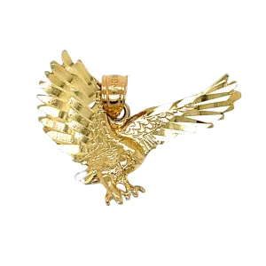Landing Eagle 1" Charm 14K Gold Plain Pendant