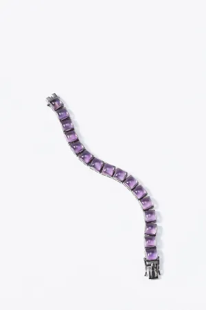 Large Tile Tennis Bracelet - Amethyst