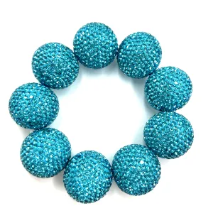 Light Blue Crystal Sphere Stretch Statement Bracelet