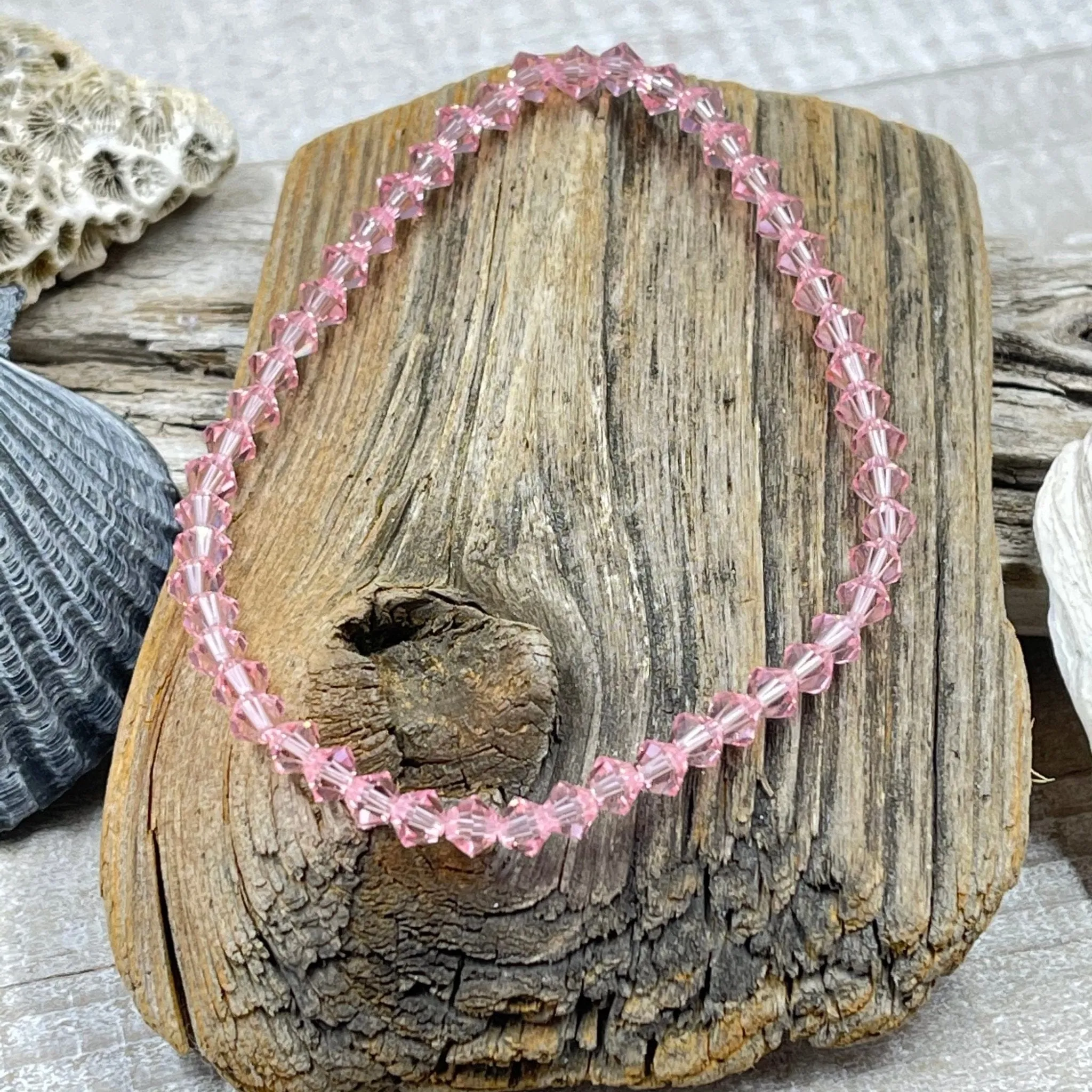 Light Pink Crystal Stacker Stretch Bracelet