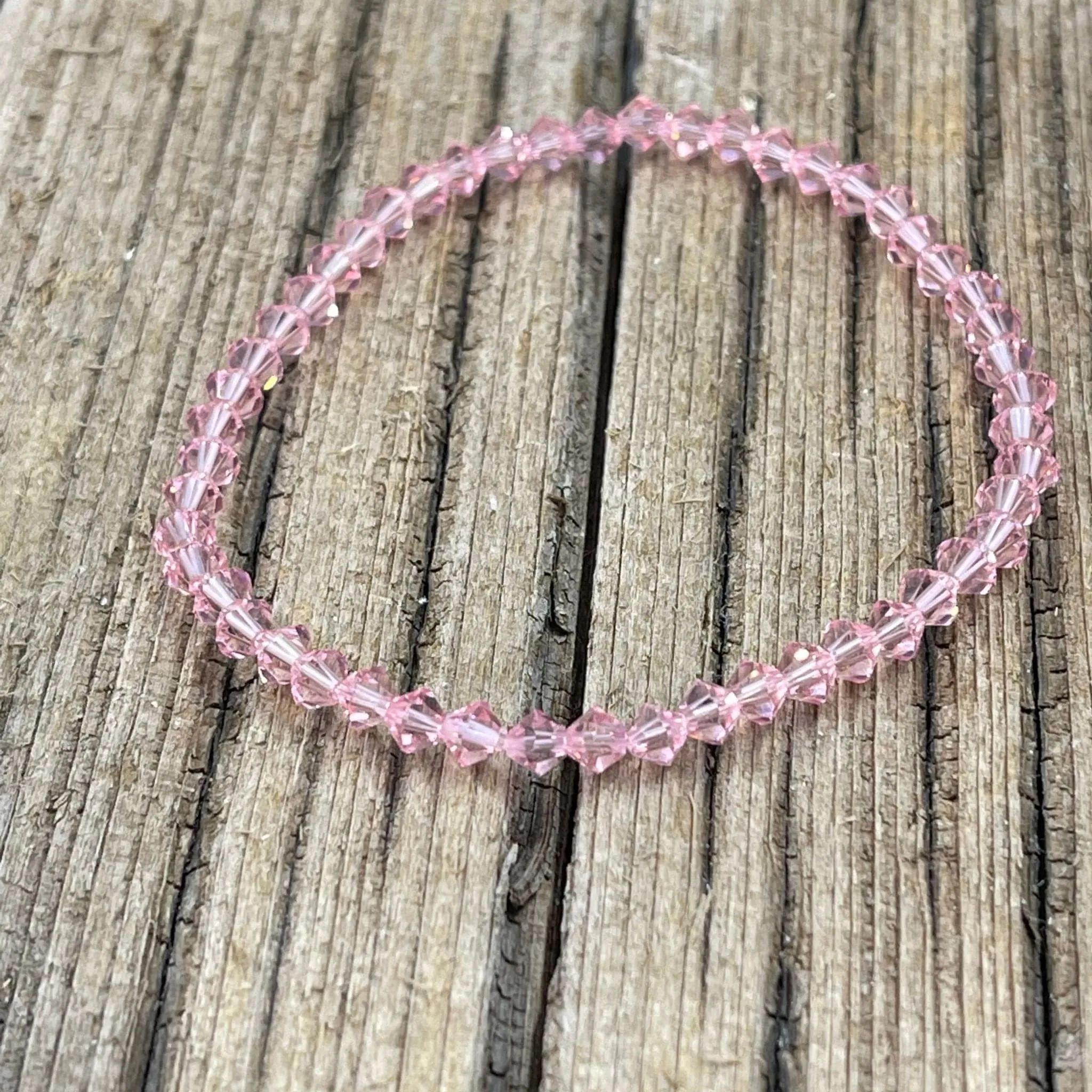 Light Pink Crystal Stacker Stretch Bracelet
