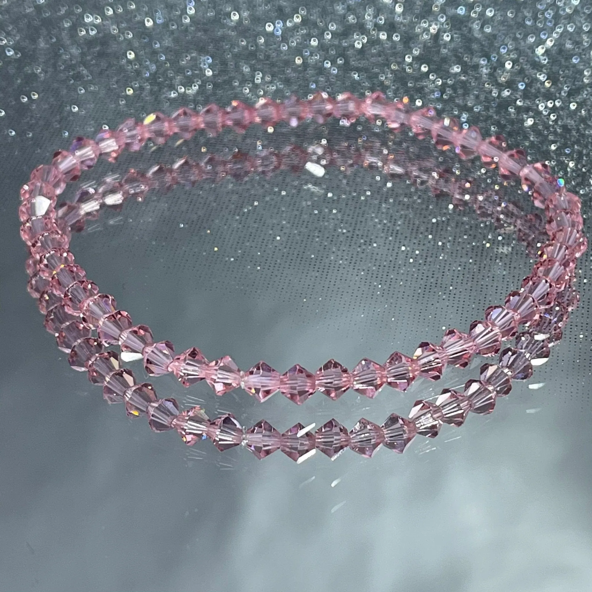 Light Pink Crystal Stacker Stretch Bracelet