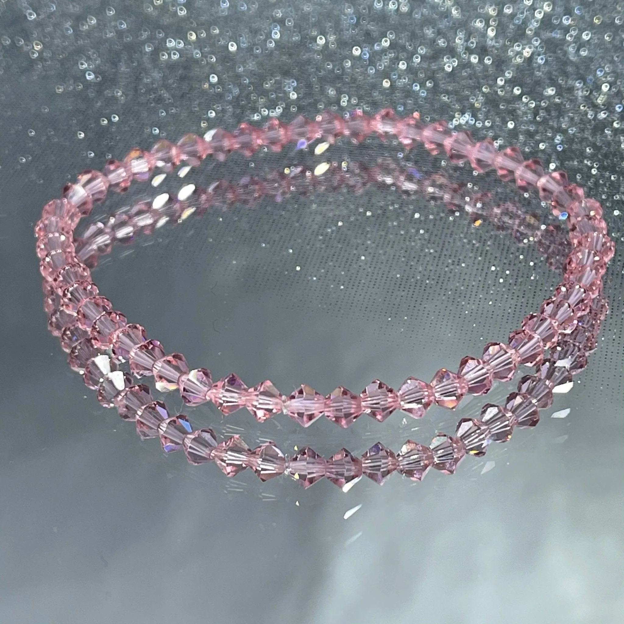 Light Pink Crystal Stacker Stretch Bracelet