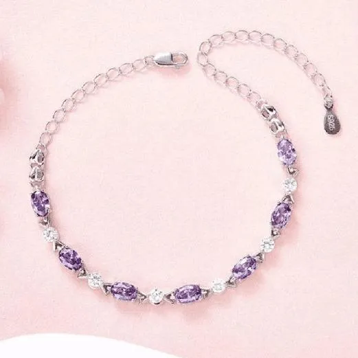 Love Amethyst Bracelet In Sterling Silver