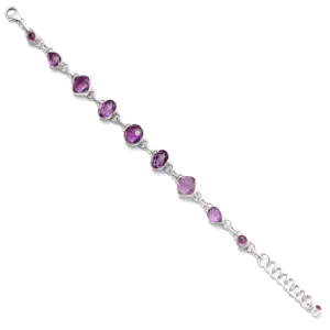 Lovely Faceted Amethyst Stone Sterling Silver Bracelet