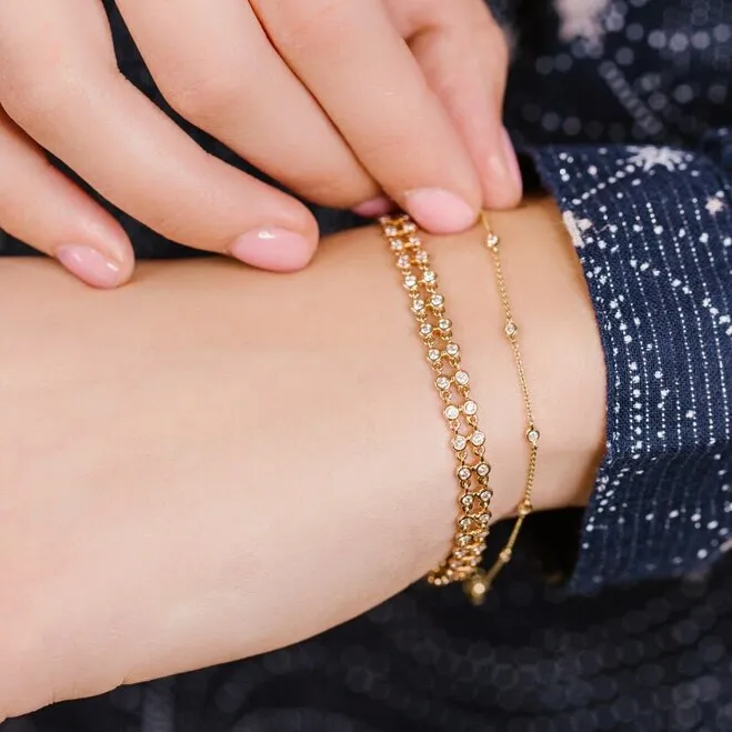 Lulu Jack Single Bezel Bracelet in Rose Gold