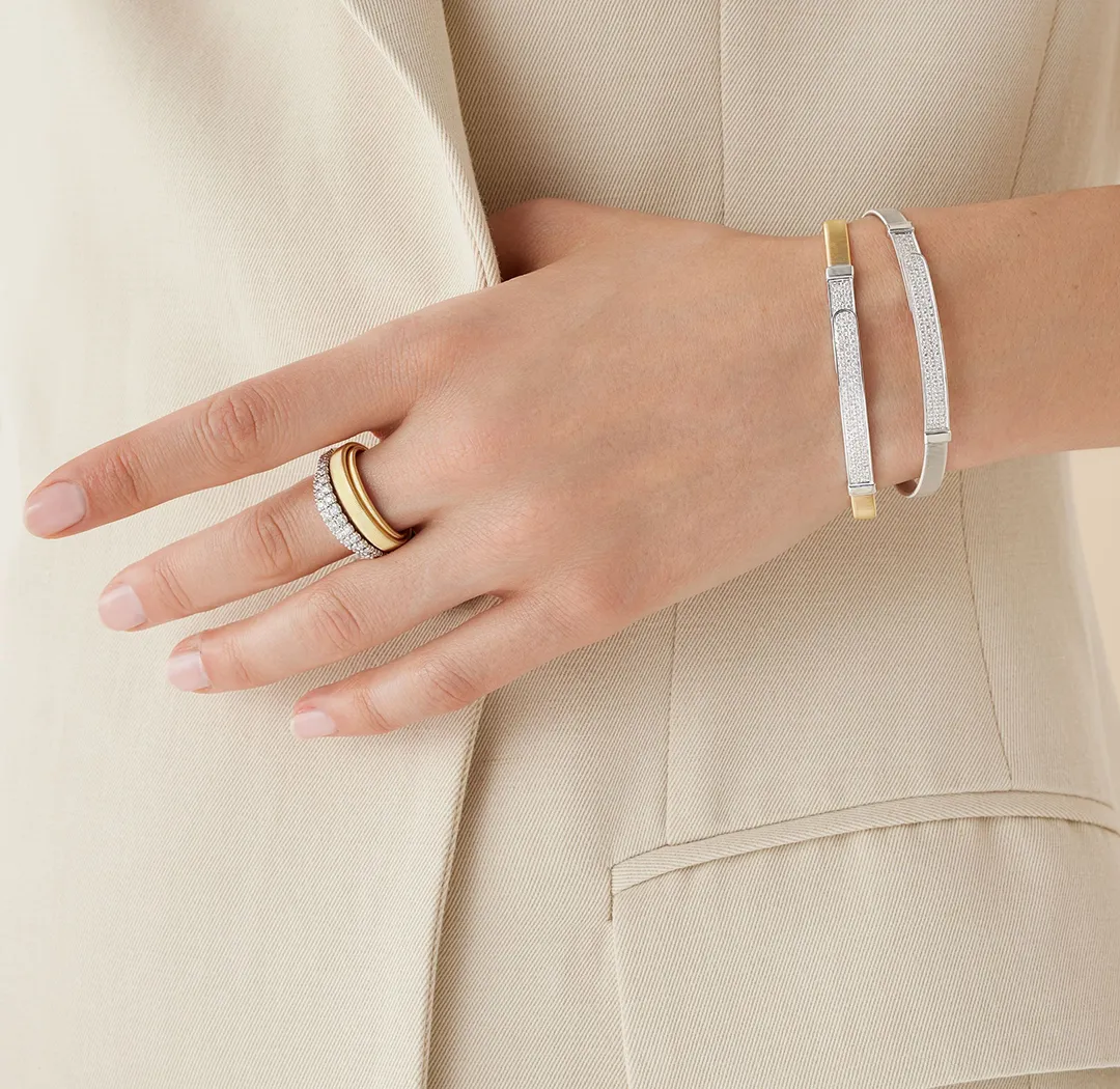 Marco Bicego Masai Mixed Metals Handmade Bangle with Diamonds