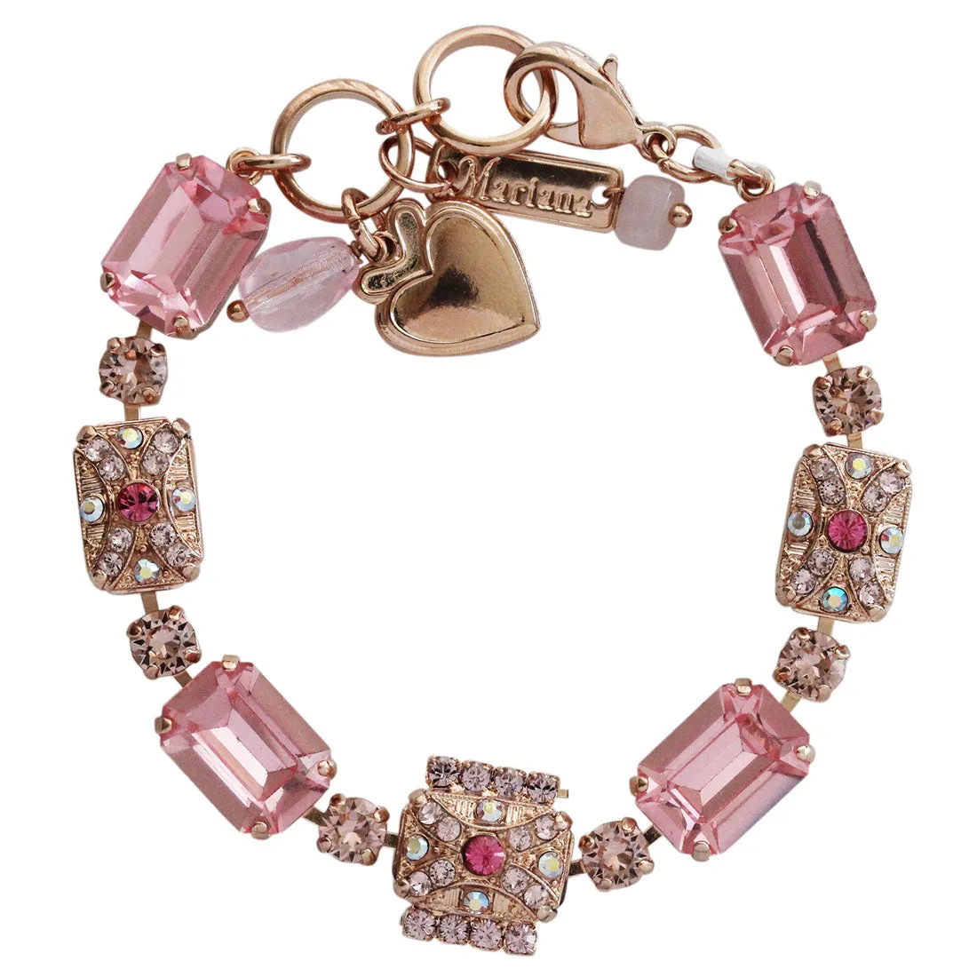 Mariana "Flamingo" Rose Gold Plated Rectangle Art Deco Crystal Statement Bracelet, 4080/1 319rg