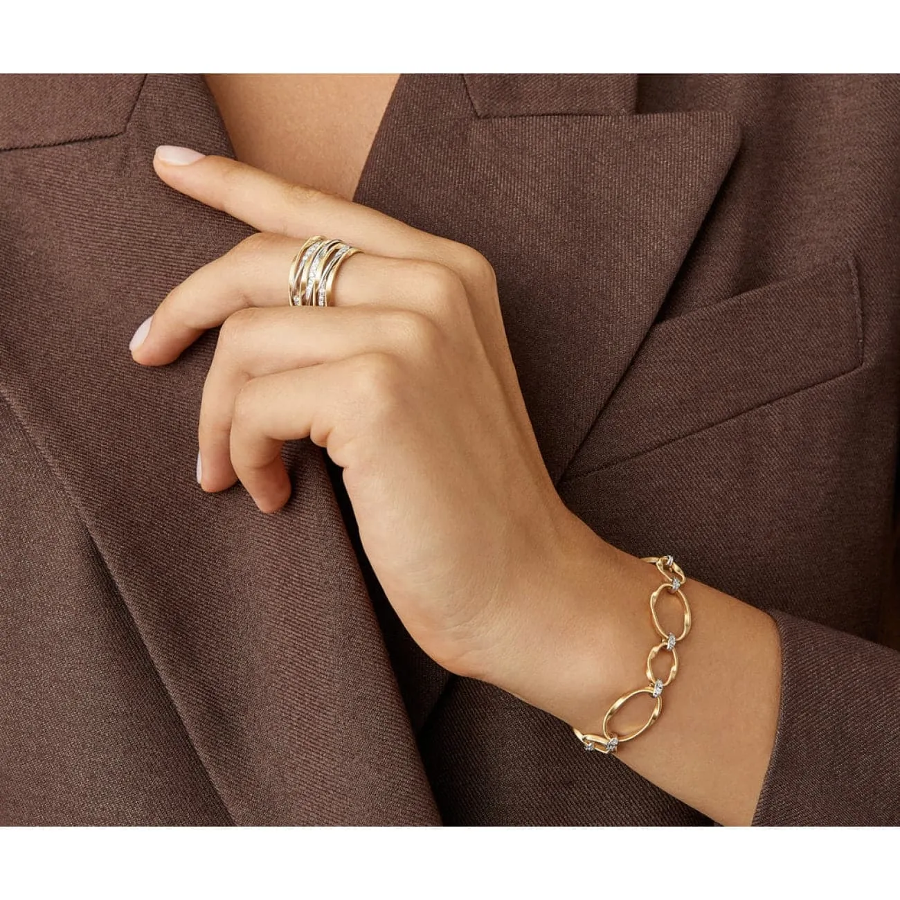 Marrakech 18K Yellow Gold Flat Link Diamond Bracelet