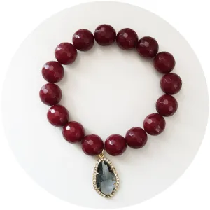 Marsala Jade with Pavé Grey Gold Crystal Point Pendant