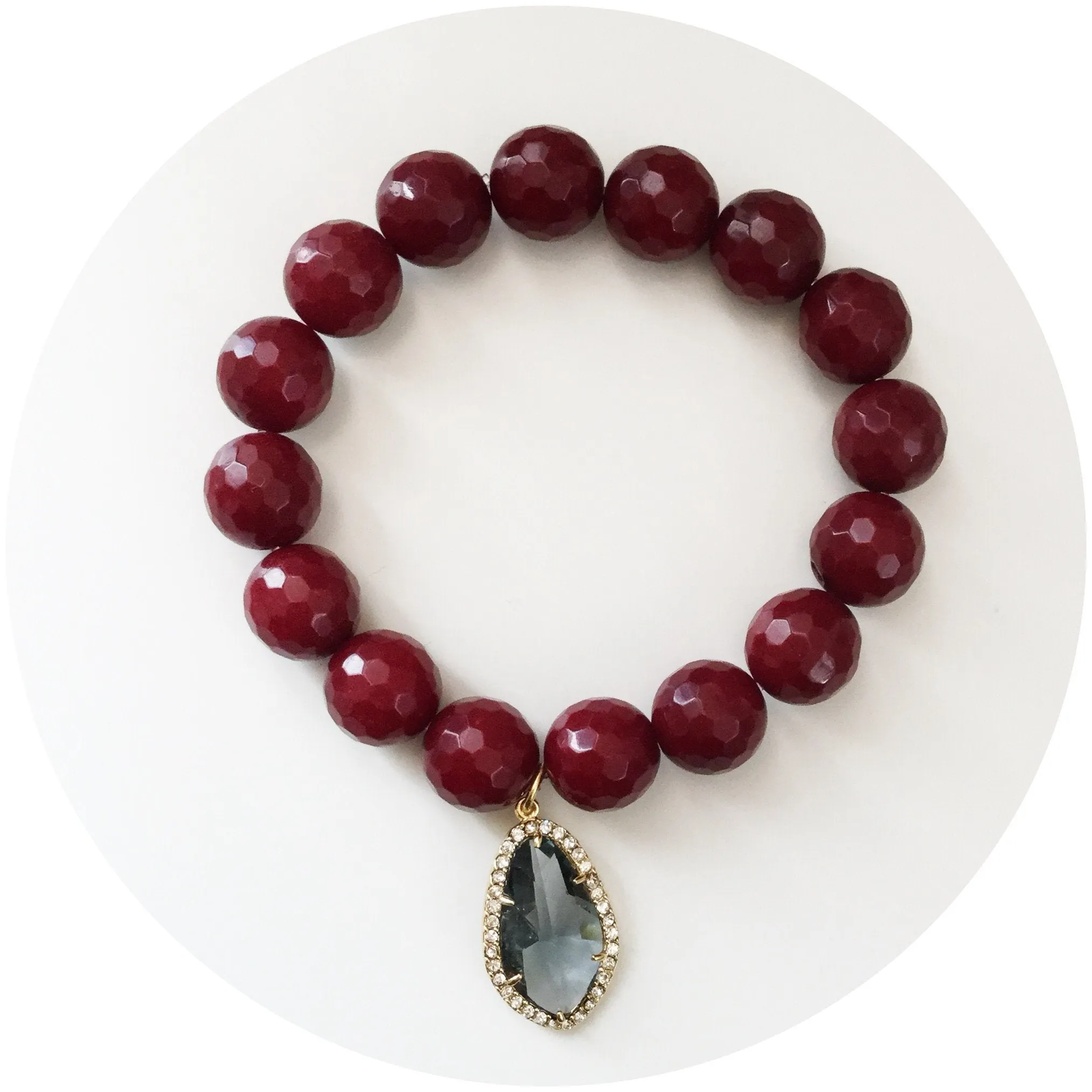 Marsala Jade with Pavé Grey Gold Crystal Point Pendant