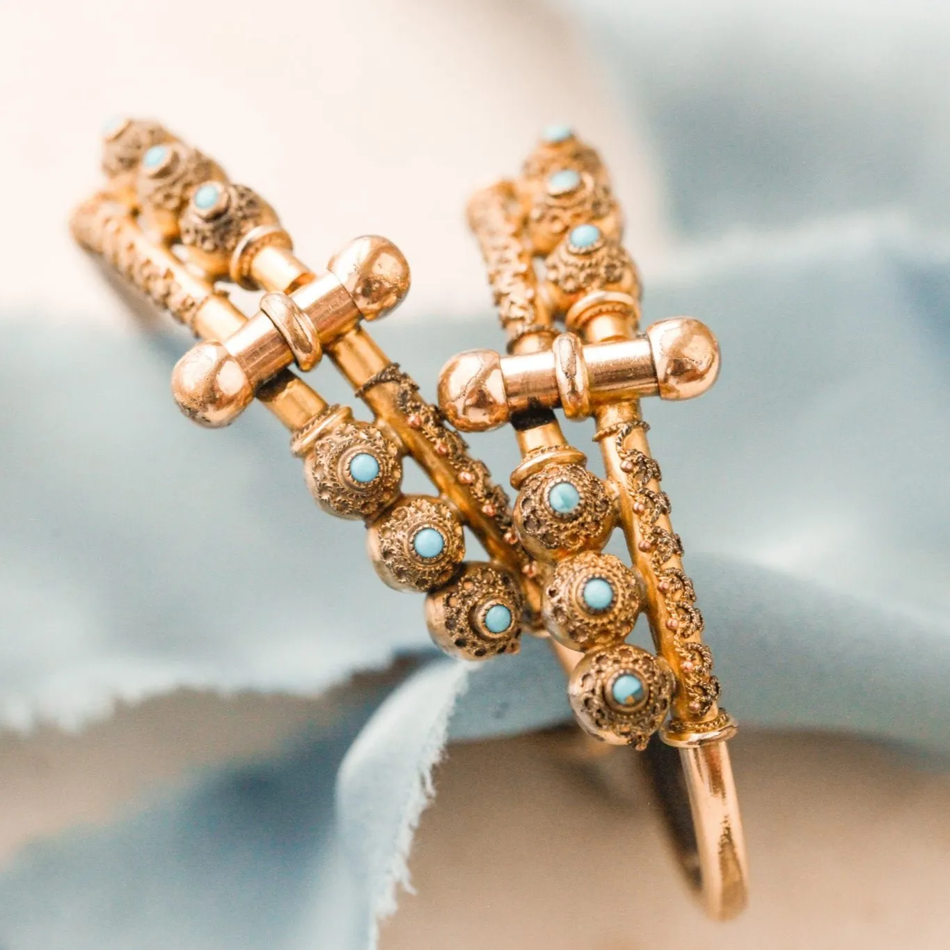 Matching Etruscan Engagement Bracelets