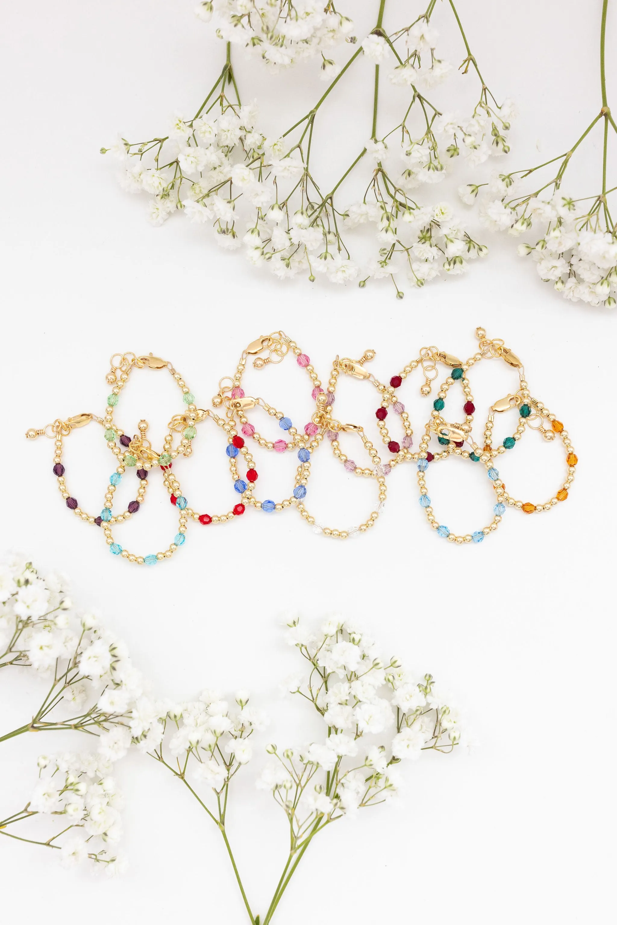 May Birthstone Dotted Bracelet (3MM   4MM beads)