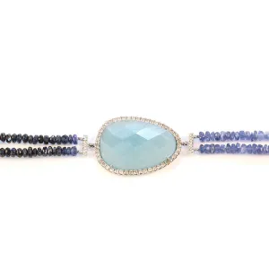 Meira T 14k Milky Aqua, Diamonds, White Gold and Blue Sapphire Beads Bracelets